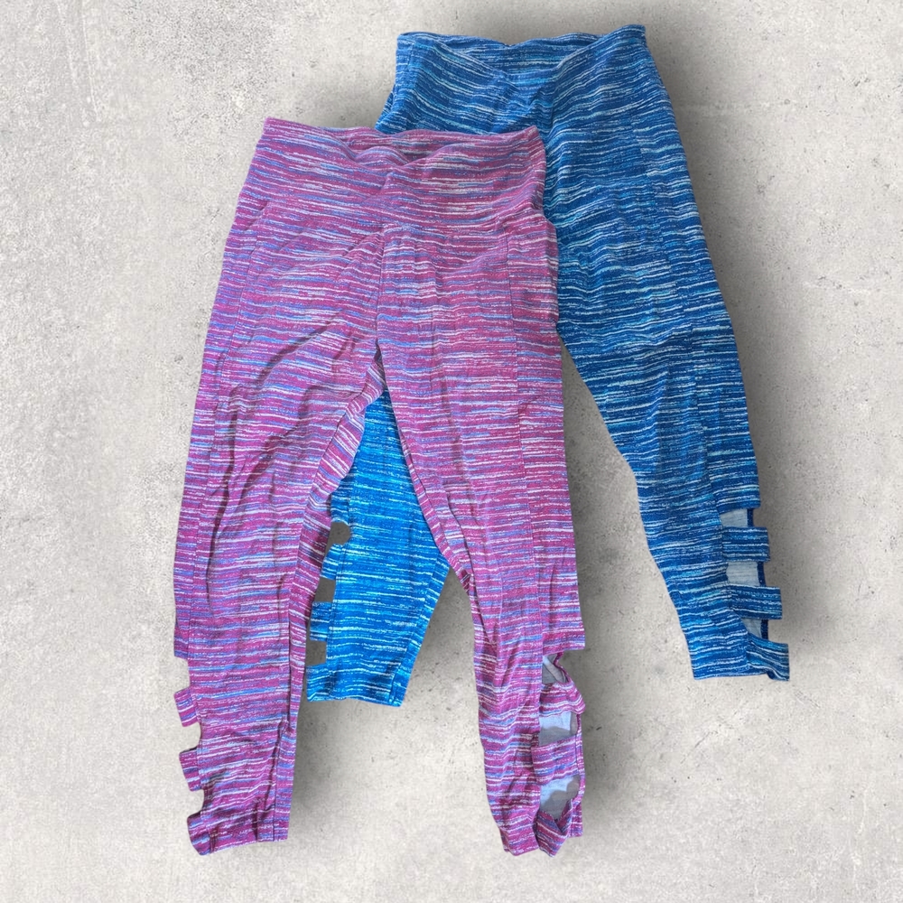 Pink and Blue Striped Leggings with Cut-Out Details Bundle